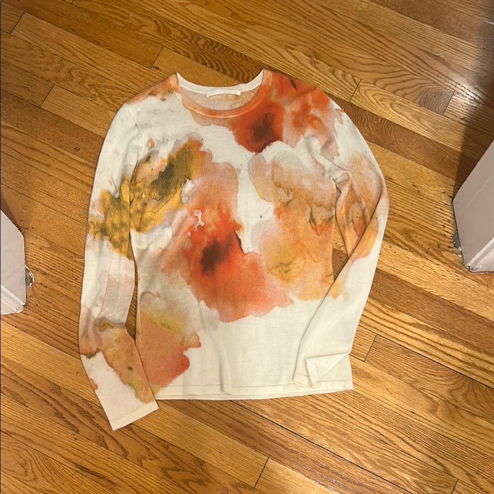 Jason Wu Artistic Cream and Orange Lightweight Sweater